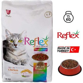 تصویر غذای رفلکس مولتی کالر گربه با طعم مرغ Multi Color Adult Cat Chicken وزن ۱۵ کیلو گرم 