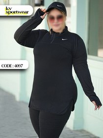 تصویر مانتو نیم زیپ فینگردار سایز بزرگ ورزشی زنانه NIKE کد 002 NIKE womens large size sports half zip coat with fingers code 002