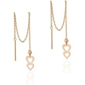 تصویر گوشواره طلا بخیه گوی و دو قلب 