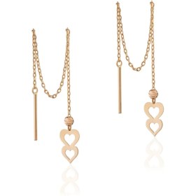 تصویر گوشواره طلا بخیه گوی و دو قلب 