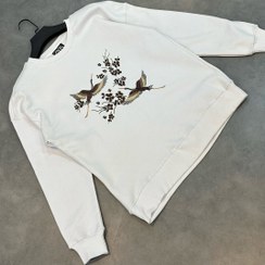 تصویر دورس سه نخ گلدوزی شده طرح قو 