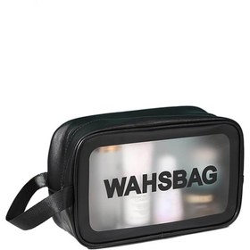 تصویر کیف شامپو و وسایل شنا و استخر زنانه و دخترانه واش بگ ( wash bag ) مشکی رنگ 