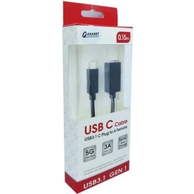 تصویر کابل OTG Type C نر به USB 3.1 ماده فرانت 15 سانتی متری Faranet USB 3.1 Type C/M to A/F OTG Cable 15Cm