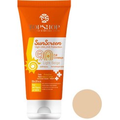 تصویر کرم ضد آفتاب رنگی تاپ شاپ مدل Light Beige SPF 90 مناسب انواع پوست حجم 50 میلی لیتر 