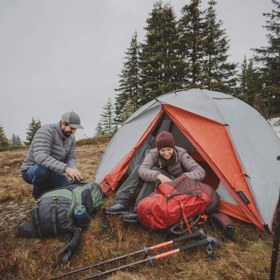 تصویر چادر کوهنوردی فورکلاز 2 نفره (پیش خرید) Forclaz Trekking Tent - 2 Person - Gray / Orange - MT500 