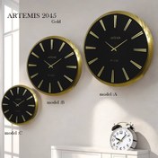 تصویر ساعت دیواری آرتمیس مدل 2045 سایز ۵۰ سانتی طلایی صفحه مشکی 