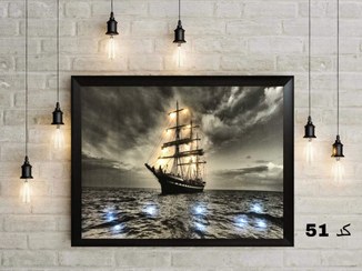 تصویر تابلو چراغدار کشتی سیاه سفید 