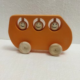 تصویر اسباب بازی اتوبوس چوبی دست ساز با برند نیلو تویز 