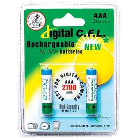 تصویر باتری نیم قلم شارژی DIGITAL C.F.L 2700 mAh DIGITAL C.F.L AAA Rechargeable Ni-Mh Batteries 2700mAh