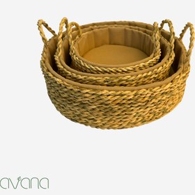 تصویر ست سبد حصیری دایره 