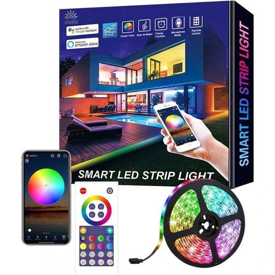 خرید و قیمت نوار RGB پنج متری برنامه پذیر مدل Smart LED Strip Light RGB ...