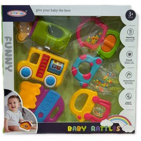 تصویر ست جغجغه و دندانگیر نوزادی 6 عددی 