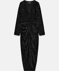 تصویر لباس شب مجلسی پولک دوزی شده از پک ZW زنانه مشکی زارا 