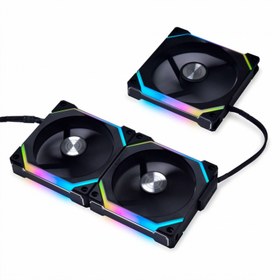 تصویر فن کیس لیان لی مدل UNI FAN SL120 V2 RGB – BLACK Lian Li UNI FAN SL120 V2 RGB Triple Pack - Black