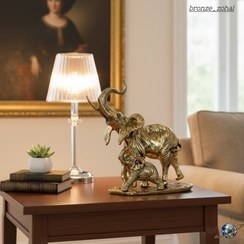 تصویر مجسمه فیل با بچه برنزی 