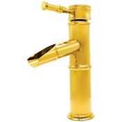 تصویر شیر اهرمی روشویی طلایی مدل بامبو hasiri gold basin mixer