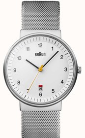 تصویر ساعت مچی مردانه کلاسیک Braun مدل BN0032WHSLMHG با بند فلزی توری Braun Bn0032 Male Round Analogwatch