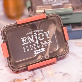 تصویر ظرف غذا Lunch box- ENJOY استیل دو قسمتی با قاشق ا ENJOY ENJOY