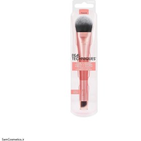 تصویر براش دوطرفه کرم پودر و سایه ریل تکنیک REAL TECHNIQUES 2 IN 1 BRUSH FOR FOUNDATION AND CONCEALER