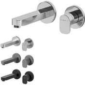 تصویر ست شیر روشویی و توالت توکار تاین (ABS)-شودر - توالت توکار / کروم مات 