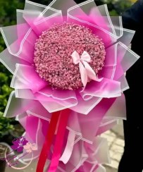 تصویر دسته گل نوزاد ژیپسوفیلا صورتی 