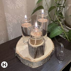 تصویر شمع پیرکس استوانه - ست چوبی روستیک 