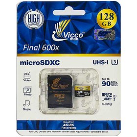 تصویر رم میکرو ۱۲۸ گیگ ویکومن Vicco man U3 90MB/s ا Vicco man MicroSD Class 10 U3 90MB/S 128GB With Adapter Vicco man MicroSD Class 10 U3 90MB/S 128GB With Adapter