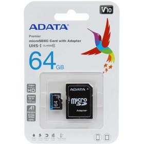 تصویر رم میکرو 64 گیگ ای دیتا ADATA Premier V10 U1 A1 100MB/s + خشاب 