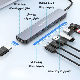 تصویر هاب 8 پورت CE18s Usb-c 