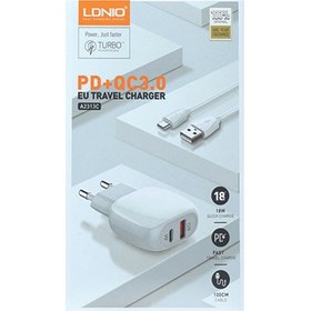 تصویر شارژر دیواری الدینیو مدل A2313C به همراه کابل تبدیل USB-C 