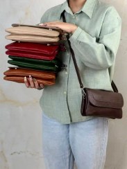 تصویر کیف دوشی چرم زنانه مدل طوبی 