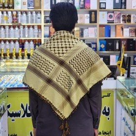 تصویر چفیه هندی رنگ نخودی قهوه ای 