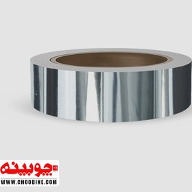 تصویر نوار نقره ای / سیلور / استیل براق پشت چسب دار PVC (عرض ۳ سانتیمتر) 