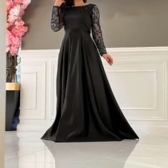 تصویر لباس مجلسی زنانه مزونی ساتن و پولک کد66 