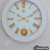 تصویر ساعت دیواری صفحه تمام چوب پاندول دار مارال - سفید 