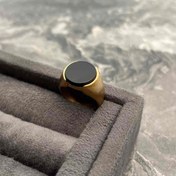 تصویر انگشتر مردانه استیل مونت بلک نگین مشکی 
