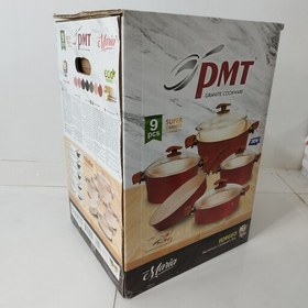 تصویر سرویس قابلمه گرانیتی 9 پارچه برند PMT رنگ بادمجانی 