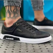 تصویر کفش اسپرت مردانه مدل کلارک رنگ مشکی با زیره سفید 