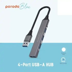 تصویر هاب 4 پورت Porodo Blue USB-A 
