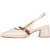 تصویر کفش لوفر زنانه وارداتی پشت باز کرم کد MD364 