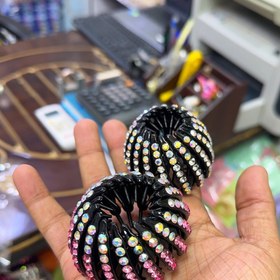 تصویر گیره چنگکی - نقره ای رنگی گیره تاشو نگینی