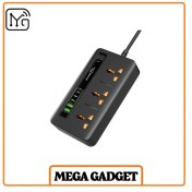 تصویر سه راهی porodo blue power hub usb a/3 type c 3000w توان ۳۰۰۰ وات، چندین پورت USB-A و USB-C، حفاظت کامل و طراحی مدرن؛ مناسب خانه، دفتر و استفاده روزمره.