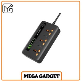 تصویر سه راهی porodo blue power hub usb a/3 type c 3000w توان ۳۰۰۰ وات، چندین پورت USB-A و USB-C، حفاظت کامل و طراحی مدرن؛ مناسب خانه، دفتر و استفاده روزمره.