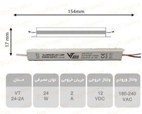 تصویر منبع تغذیه مدادی24 وات منبع تغذیه مدادی2 آمپر