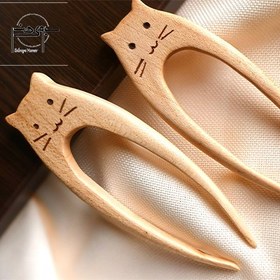 تصویر کانزاشی چوبی طرح گربه k۰۱۴ 