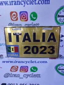 تصویر پلاک ( نمره ) فلزی تزئینی انواع موتور سیکلت ( ایتالیا طلایی ) 