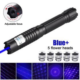 تصویر لیزر پوینتر حرارتی نور آبی اورجینال 6W Blue Burning Laser Pointer Pen High Power Visible Light Rechargeable 990Miles