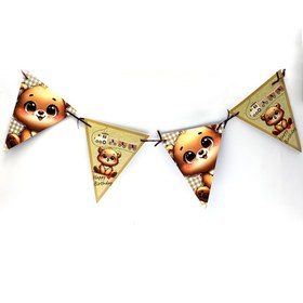 تصویر ریسه پرچمی تولد تم تدی بسته 10 عددی 