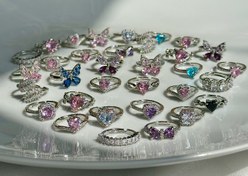 تصویر انگشتر جواهری دخترانه نگین دار طرح قلب 