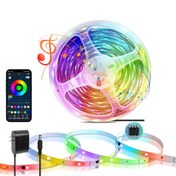 تصویر ریسه آر جی بی هوشمند ۵ متری موزیکال ۱۲ ولت 